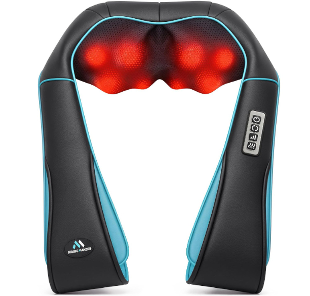 MagicMakers Shiatsu Neck Massager with Heat for Pain Relief Deep Tissue Heat New